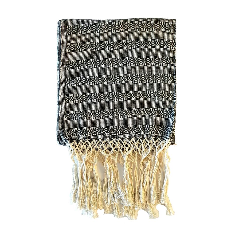 3684 Mexican Handmade Cotton Rebozo Shawl (black